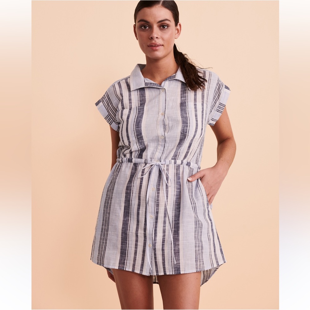 Japna Striped Blue and White Swim Coverup